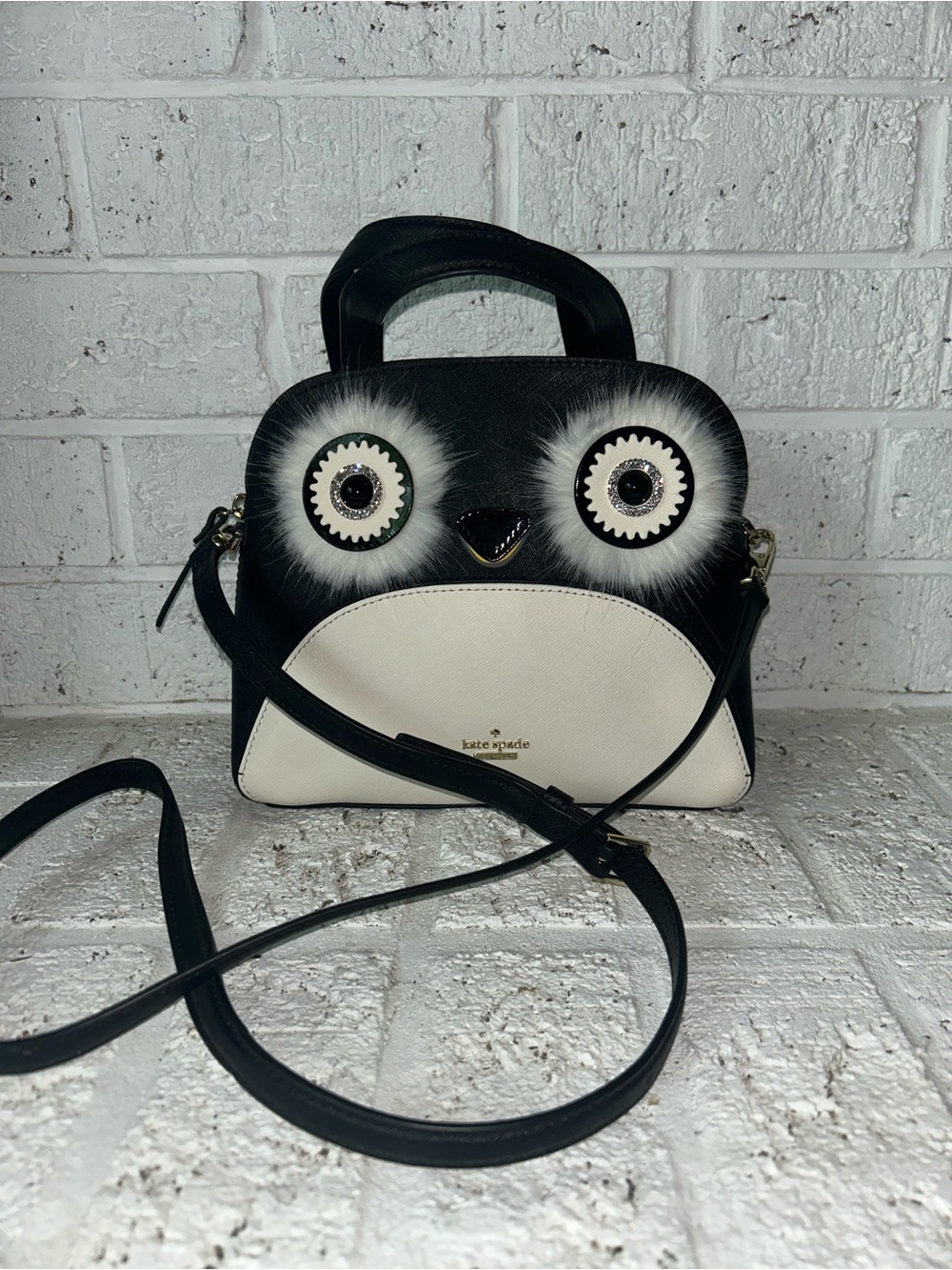 Kate Spade Dashing Beauty Penguin Small Lottie Leather Bag $348 Novelty